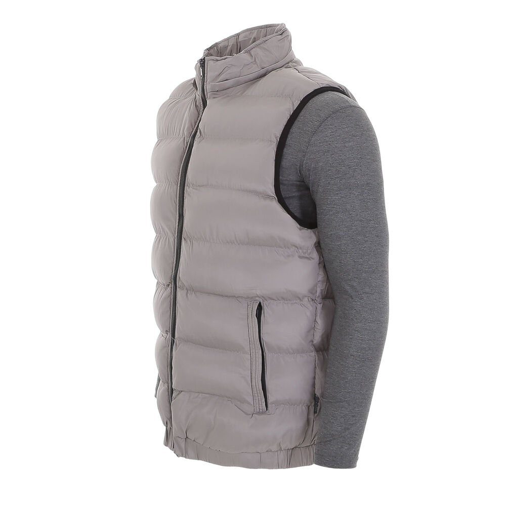 Ital-Design Funktionsjacke Herren Freizeit Weste Kapuze (abnehmbar) Gefüttert Jacke in Grau