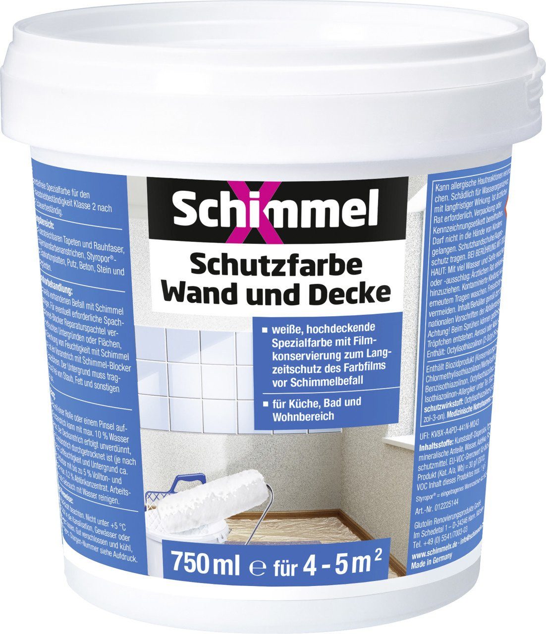 Schimmel X Schimmel-X Schutzfarbe Wand und Decke 750 ml weiß Schimmelentferner