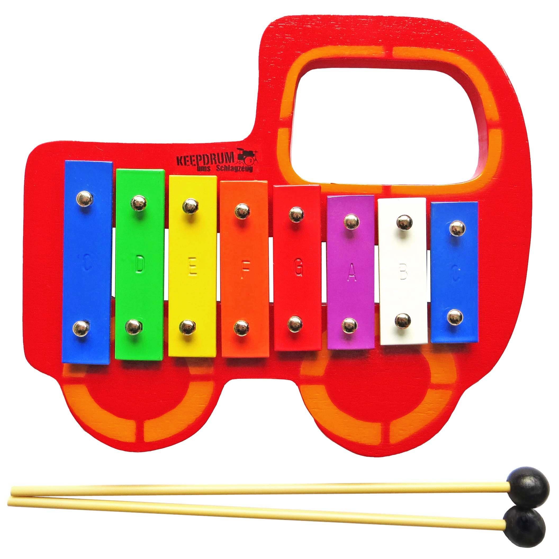 keepdrum Glockenspiel keepdrum Kinder Glockenspiel Auto aus Holz