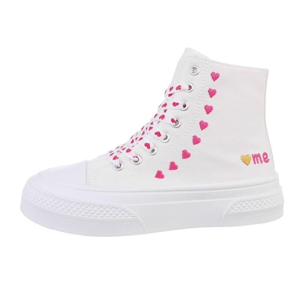 Ital-Design Damen High-Top Freizeit Sneakerboots Flach Sneakers High in Weinrot