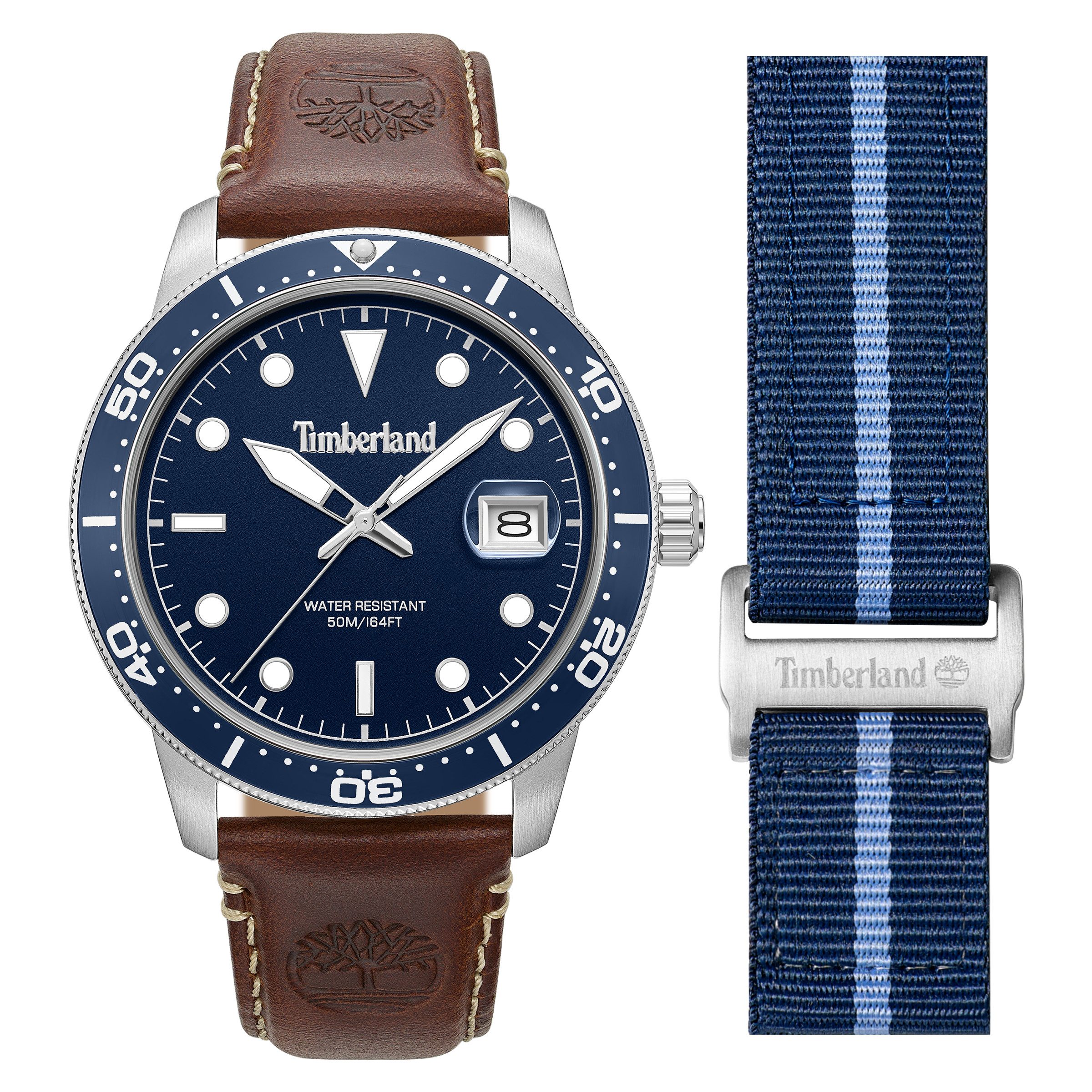 Timberland Quarzuhr Peatfield TDWGB00834X1, (Set, 2-tlg., mit Wechselarmband), Armbanduhr, Herrenuhr, Lederarmband, Ideal auch als Geschenk, analog