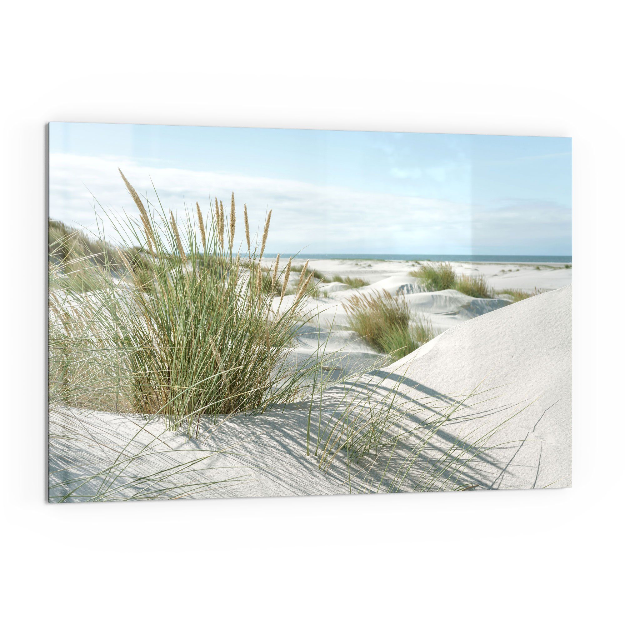 DEQORI Küchenrückwand 'Dünen an Nordseeküste', Glas Spritzschutz Badrückwand Herdblende