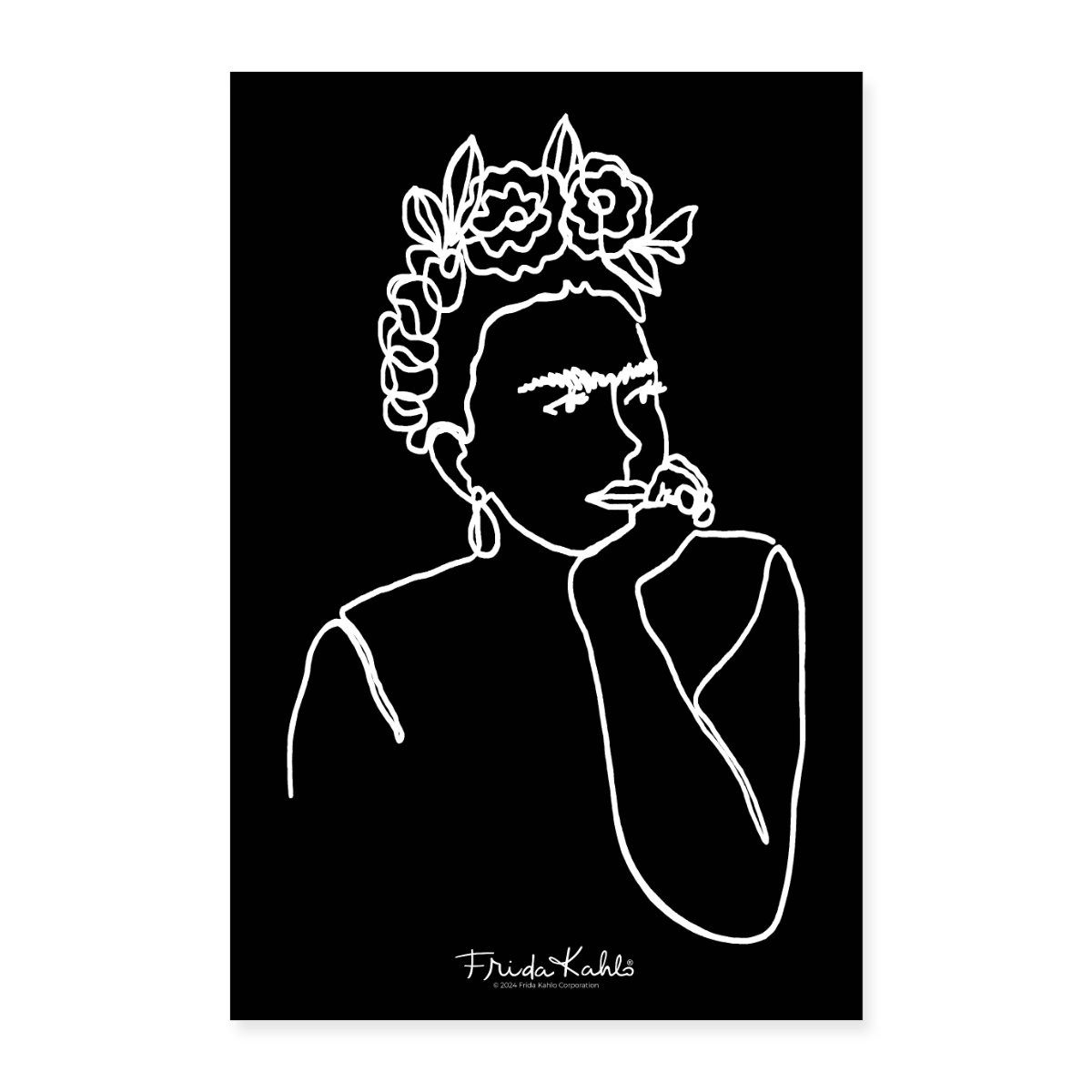 Spreadshirt Poster Frida Kahlo Zeichnung Weiß Poster 60x90 cm