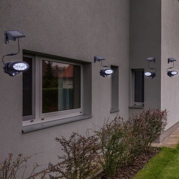 etc-shop LED Wandstrahler, LED-Leuchtmittel fest verbaut, Wandleuchte mit Bewegungsmelder Außen Solarleuchte LED