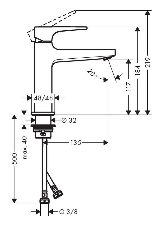 Thumbnail - hansgrohe Waschtischarmatur Metropol 110 Mit Hebelgriff mit Push-Open Ablaufgarnitur Ausladung