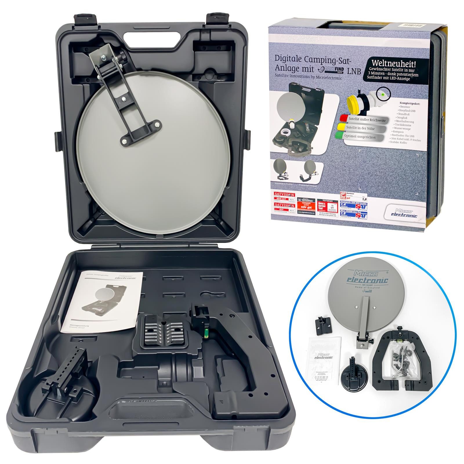 HB-DIGITAL Sat Anlage CS40 für Camping im Koffer Camping Sat-Anlage (DVB-S / DVB-S2, für Camping, Wohnmobil, Caravan, mobiler Einsatz), SAT Anlage für Camping und mobilen Einsatz geeignet
