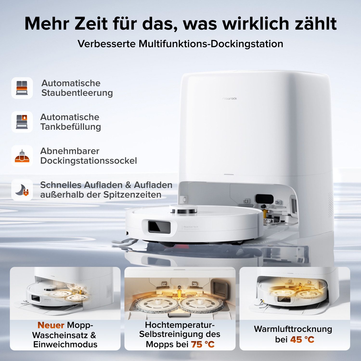 Roborock Saugroboter Qrevo 2 Pro Saugroboter mit Wischfunktion, 25.000 Pa weiß