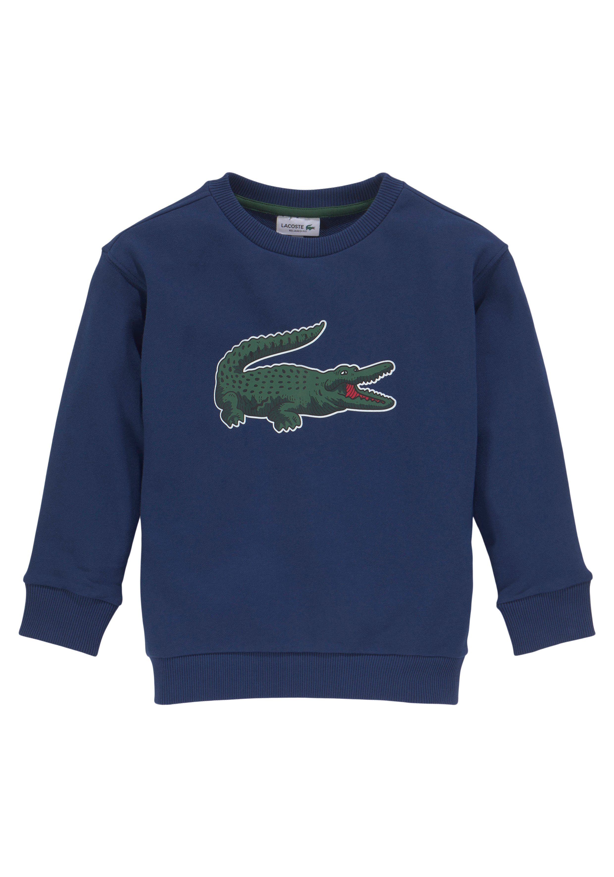 Lacoste Sweatshirt Kinder auf Junior Brust blau der modernem Labeldruck MiniMe,mit Kids