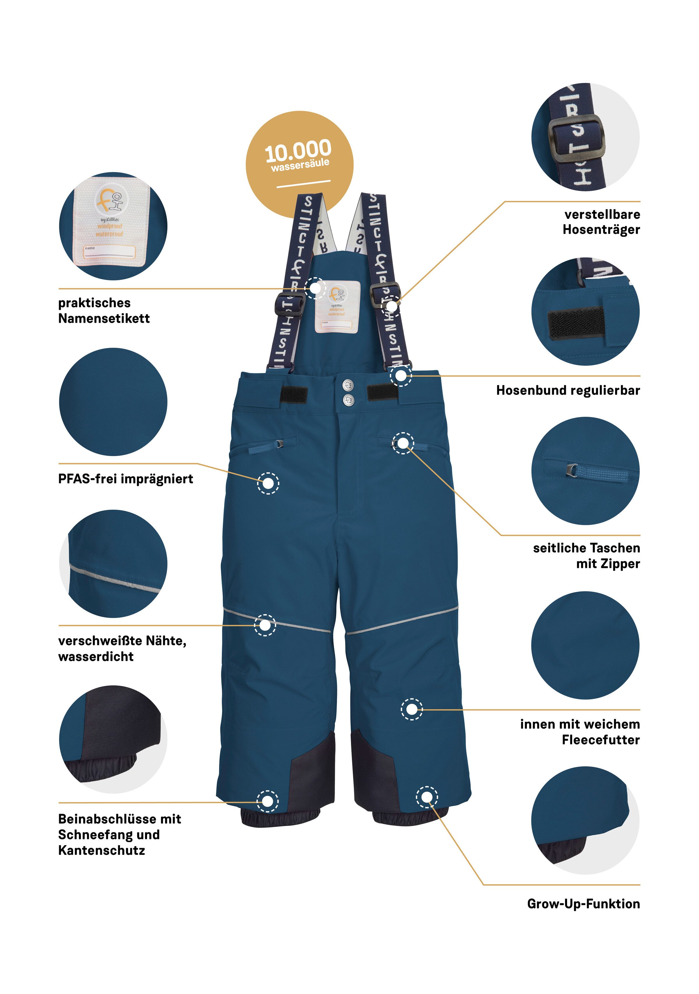 first instinct by killtec Skihose FISW 48 MNS SKI PNTS Wasser- und winddichte Schneehose mit Grow-Up-Funktion – Bild 5 von 5