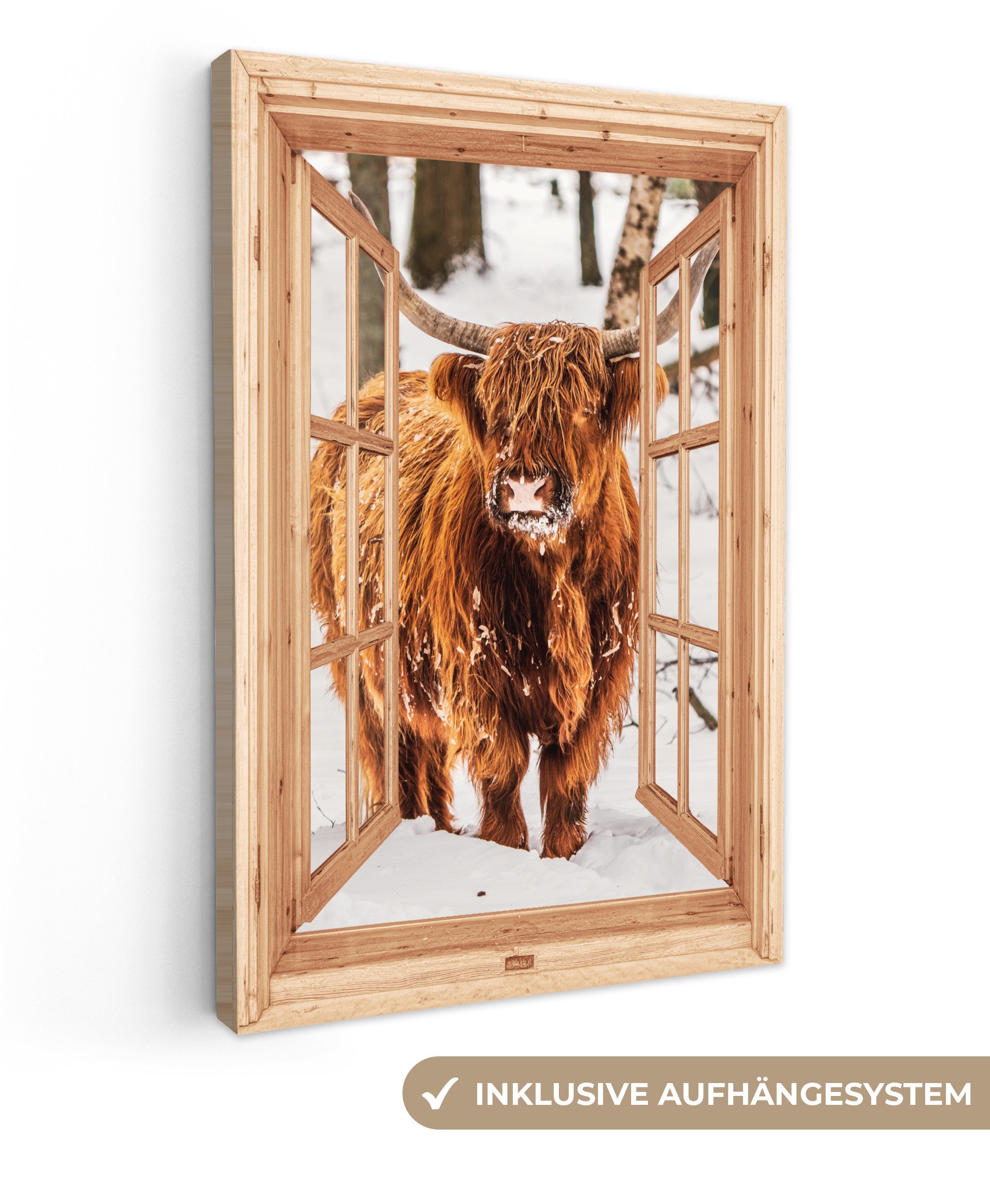 OneMillionCanvasses® Leinwandbild Schottische Highlander - Winter günstig online kaufen