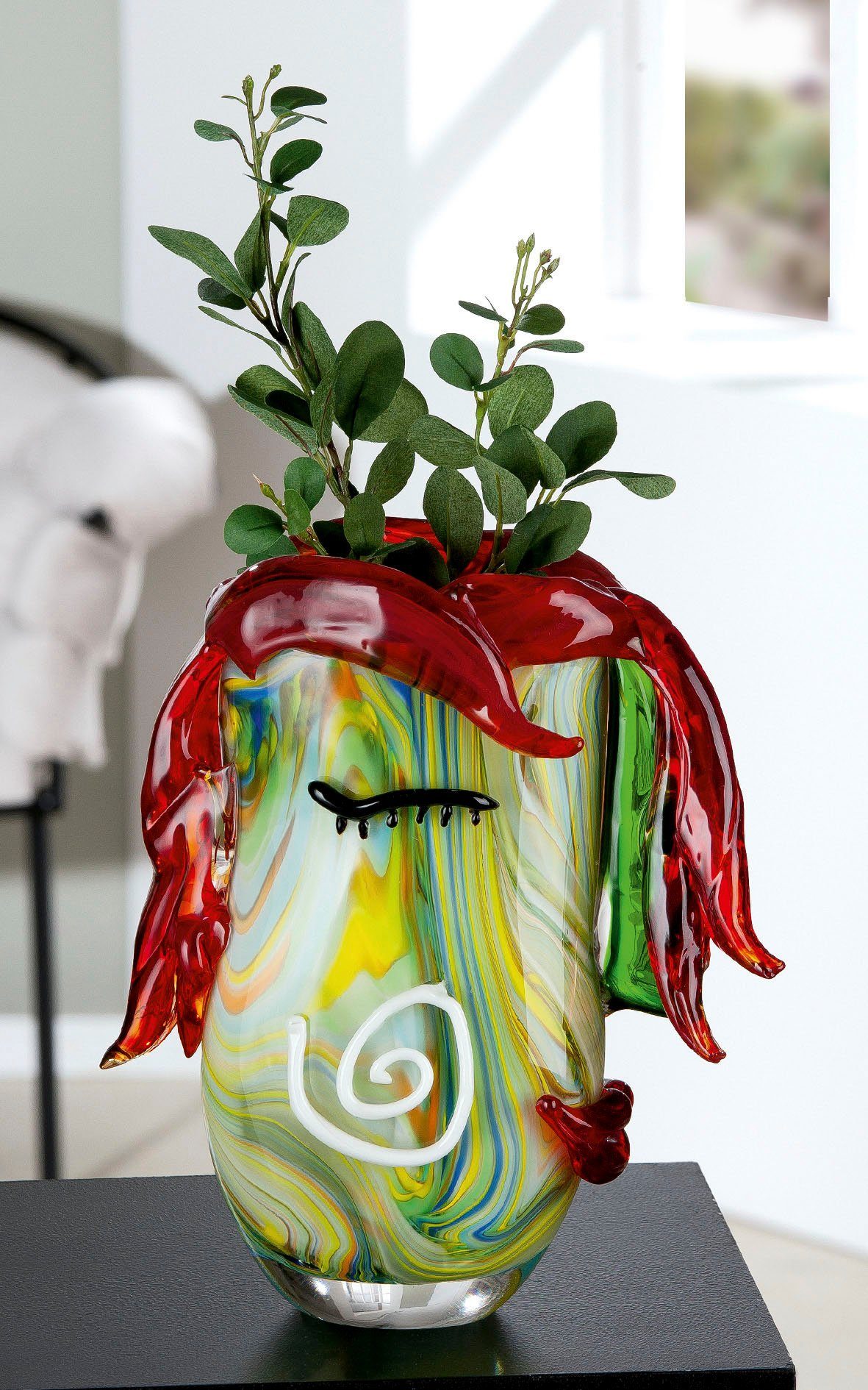 Casablanca by Gilde Tischvase Curly (1 St), dekorative Vase aus Glas, Blumenvase