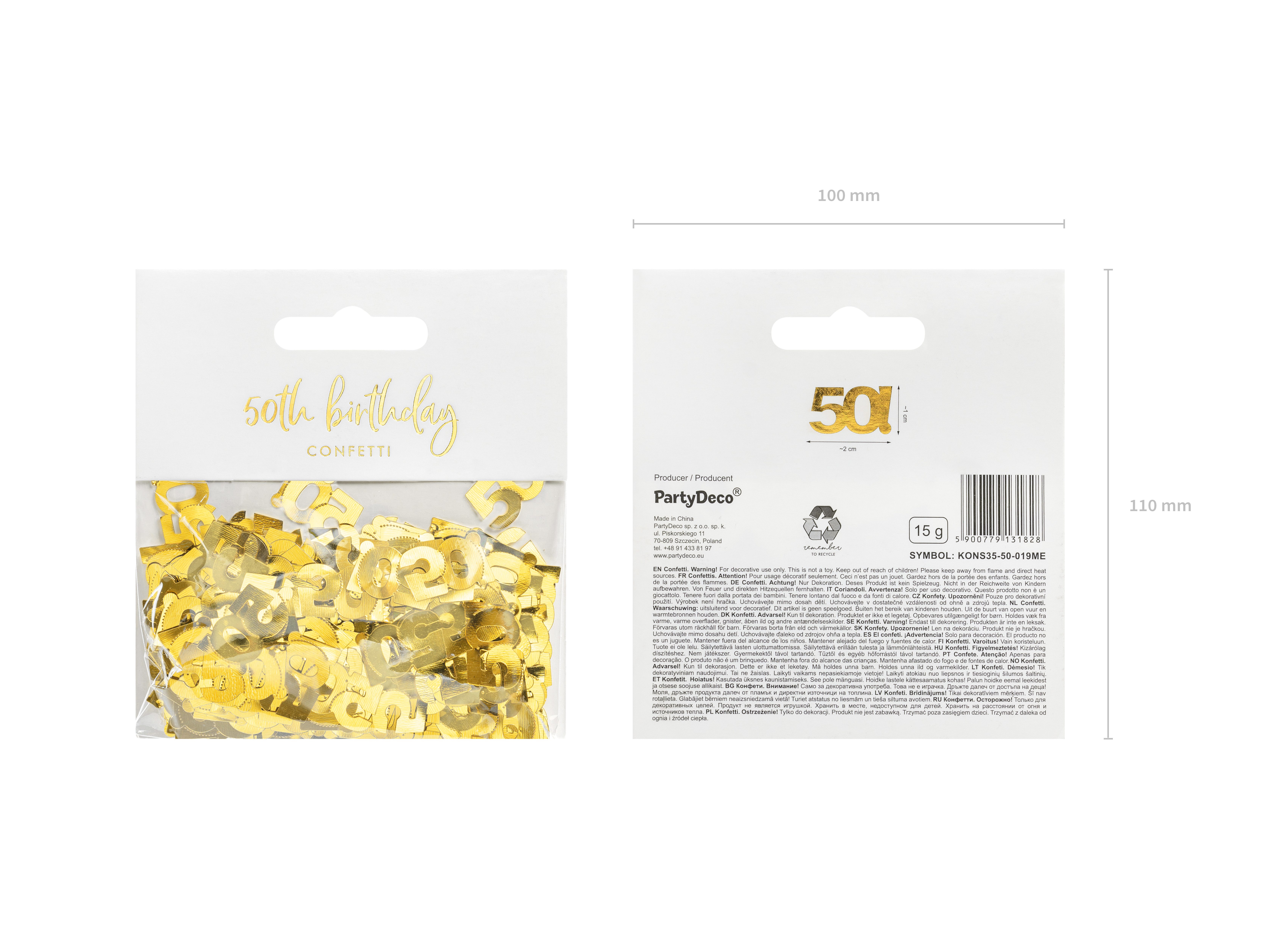 partydeco Konfetti Konfetti Metall Gold #50 15g – Bild 3 von 3