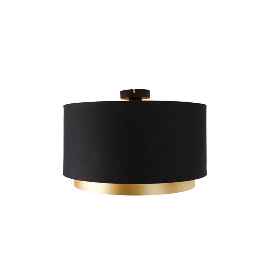 Qazqa Deckenleuchte Shade-duo, ohne Leuchtmittel, Warmweiß, QAZQA Deckenleuchte, e27, Schwarz, Textil, Modern