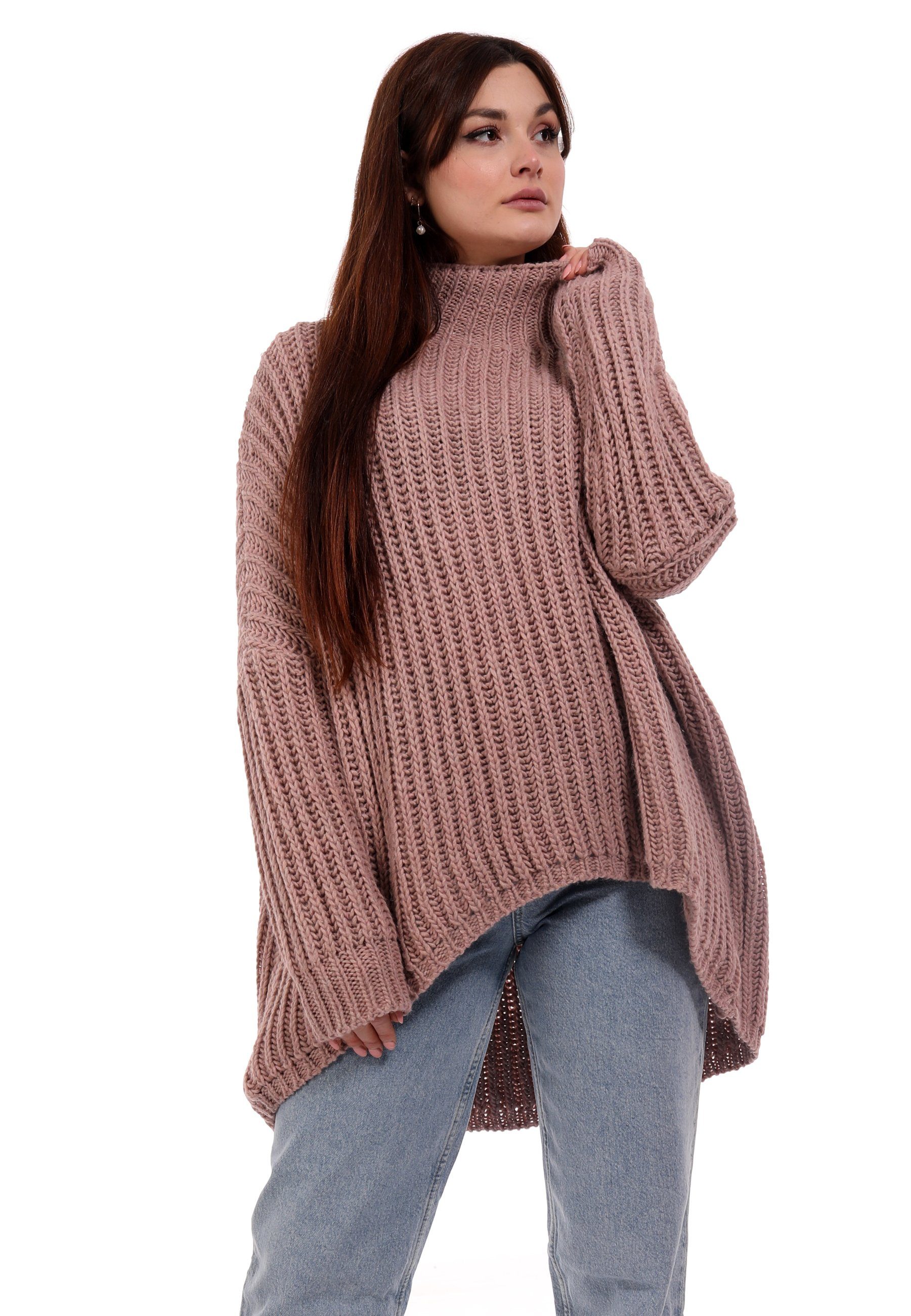 YC Fashion & Style Longpullover altrosa (1-tlg) casual Pullover Oversized Vokuhila Sweater One Size Grobstrick