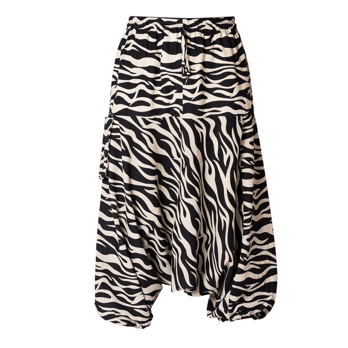 Zebra bequeme grob aus japanischen gewebter Haremshose Mustern Baumwolle PANASIAM Freizeithose mit bedruckt Relaxhose Damen 100% Aladinhose Pumphose Geometrix