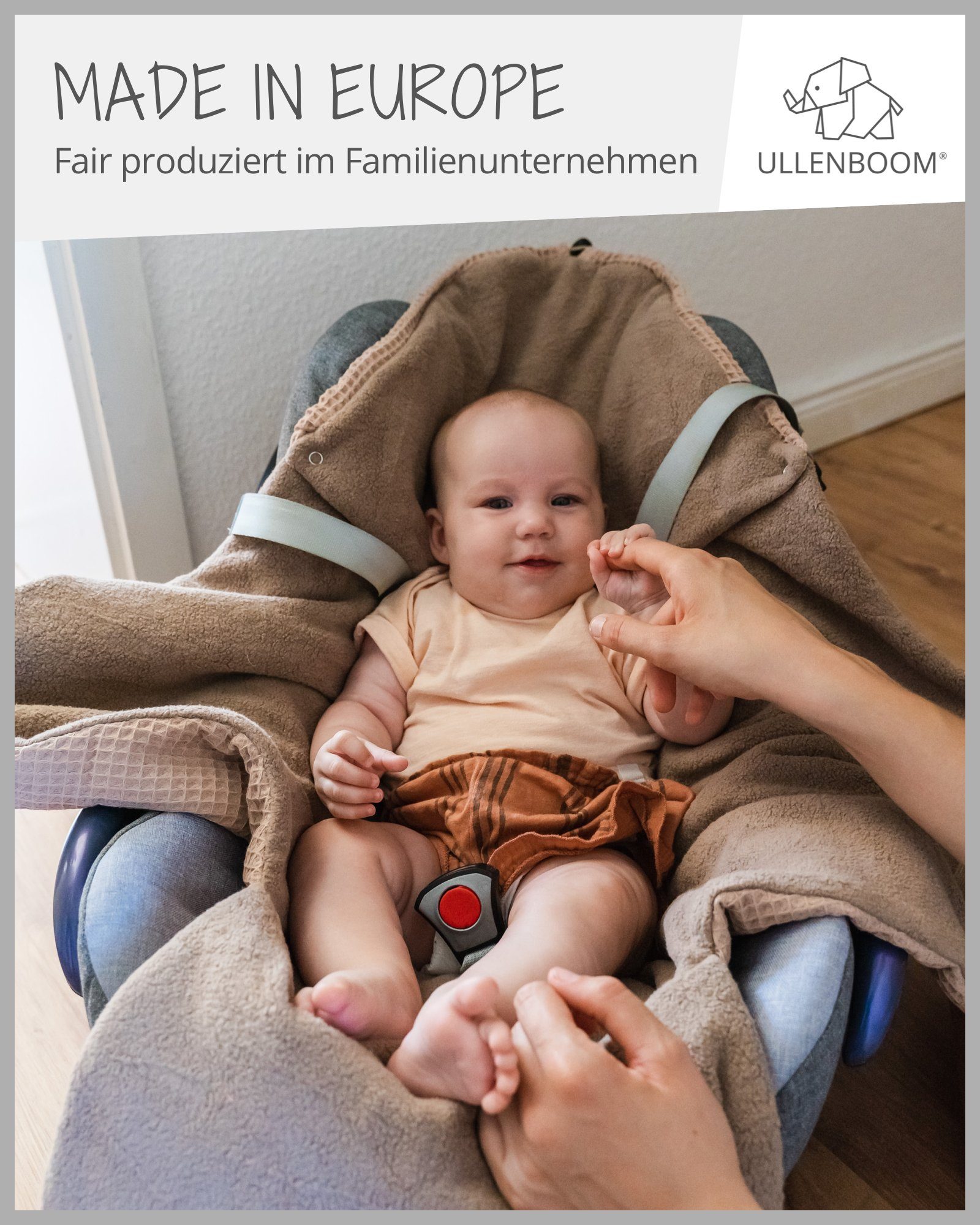 Einschlagdecke Für Babyschale, Frühling, die Winter, und Herbst ®, ULLENBOOM für 2,5, Savanne, Made in Optimal Sand TOG-Wert EU