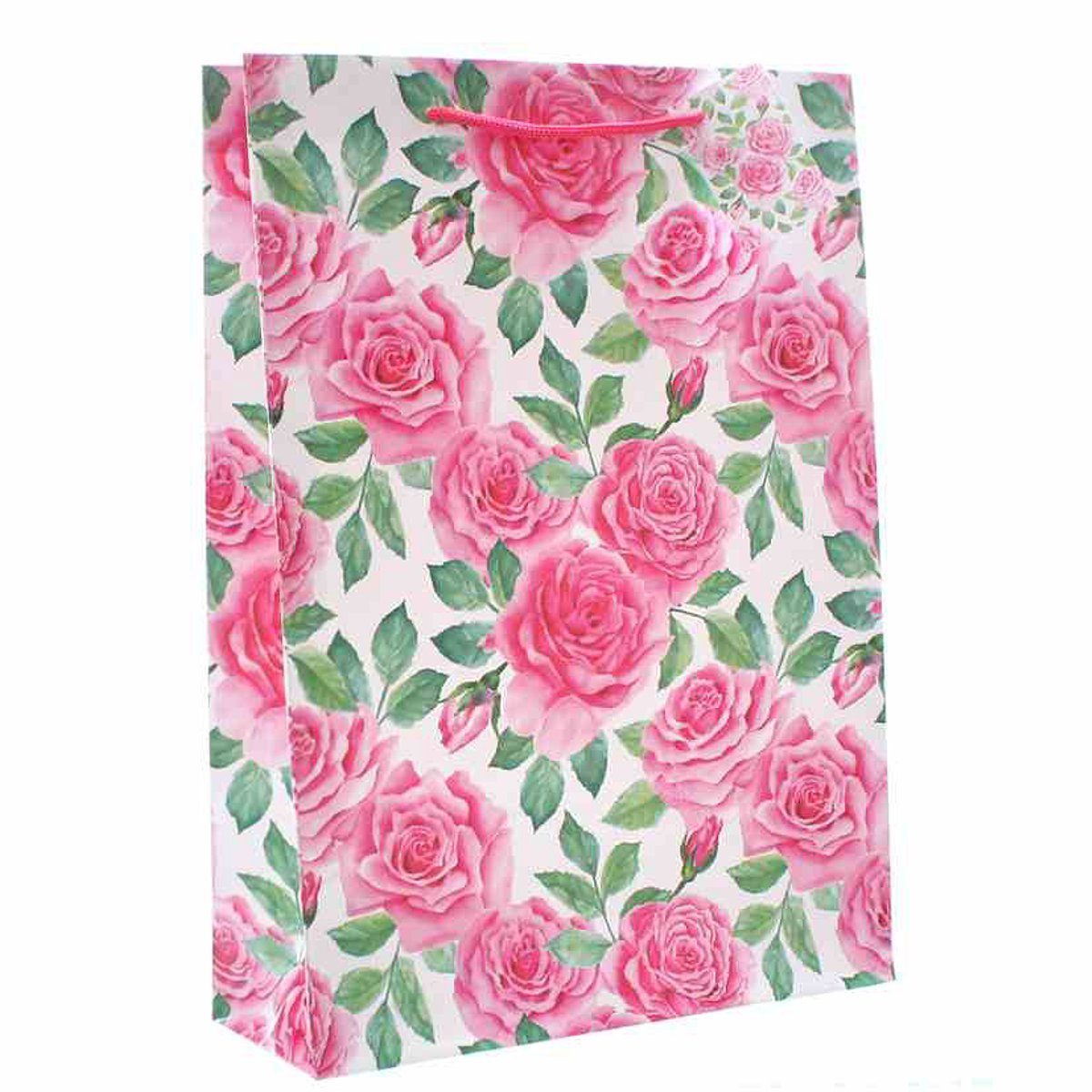 Stück `rosa Große Rosenblütenl`, 10 Linoows Papiertragetaschen Tüten, Geschenktüten Tragetasche