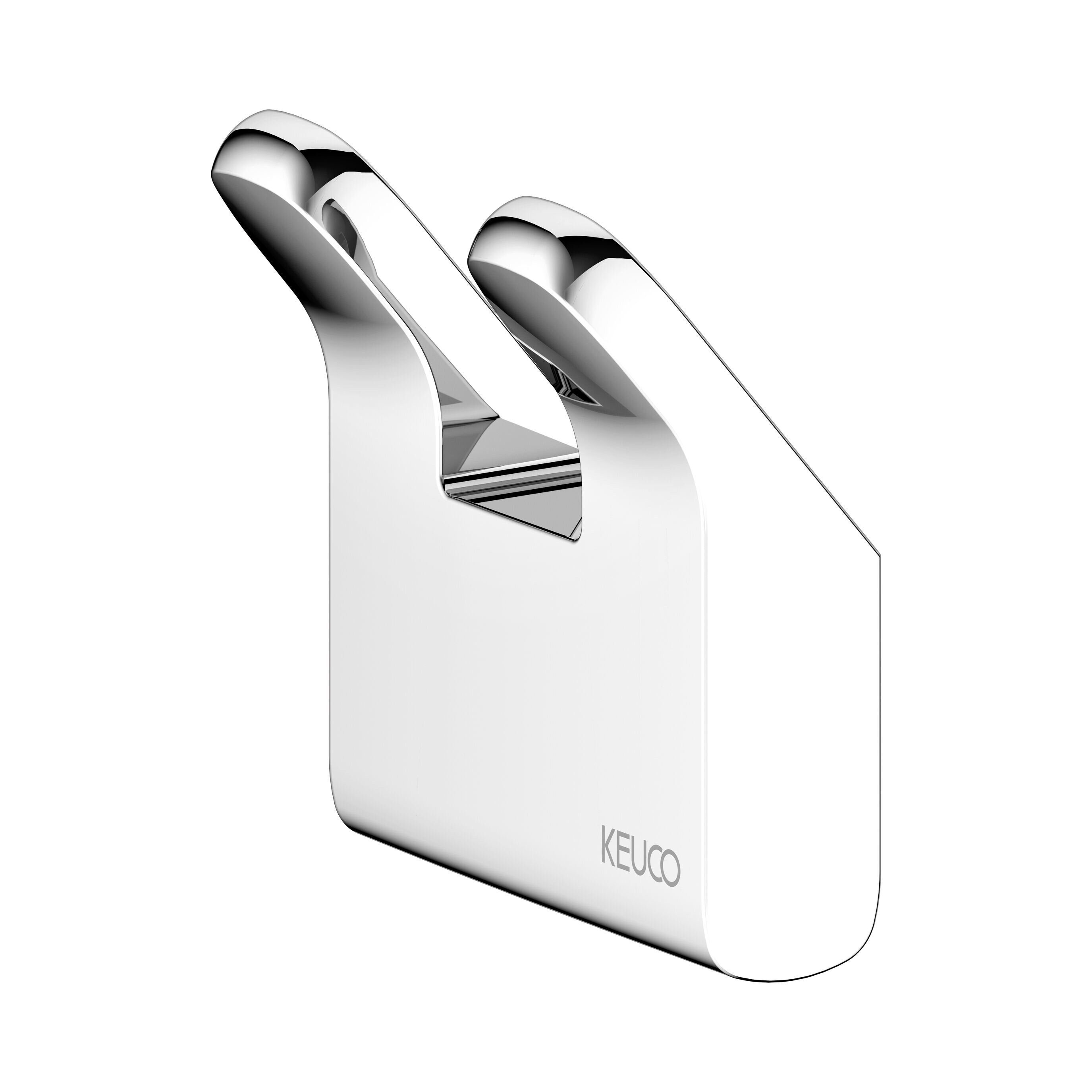 Keuco Handtuchhaken Moll doppelt, aus Metall, verchromt, für Handtücher und Bademäntel, Wandmontage