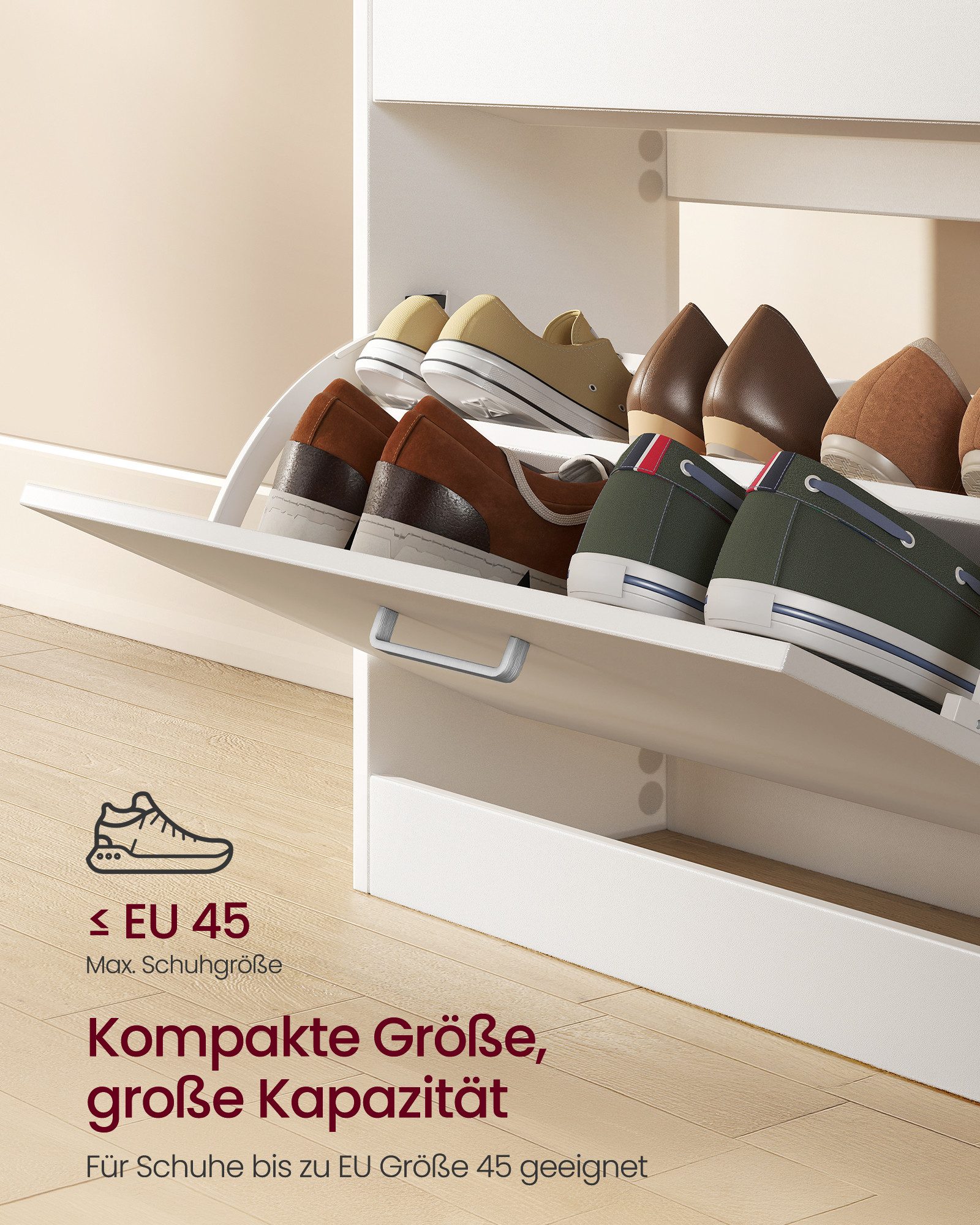 VASAGLE Schuhschrank Schuhregal Schuhkipper mit 2 Klappen, für 12 Paar – Bild 4 von 5