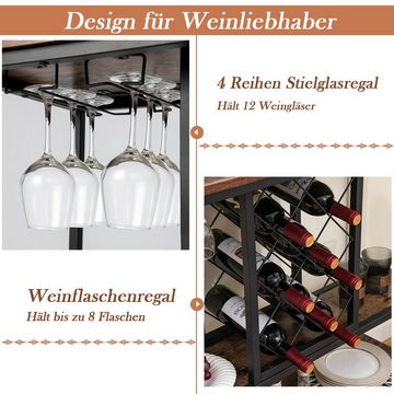 COSTWAY Küchenregal, mit Weinregal, Weinglashalter & Ablagen, 100x40x87cm