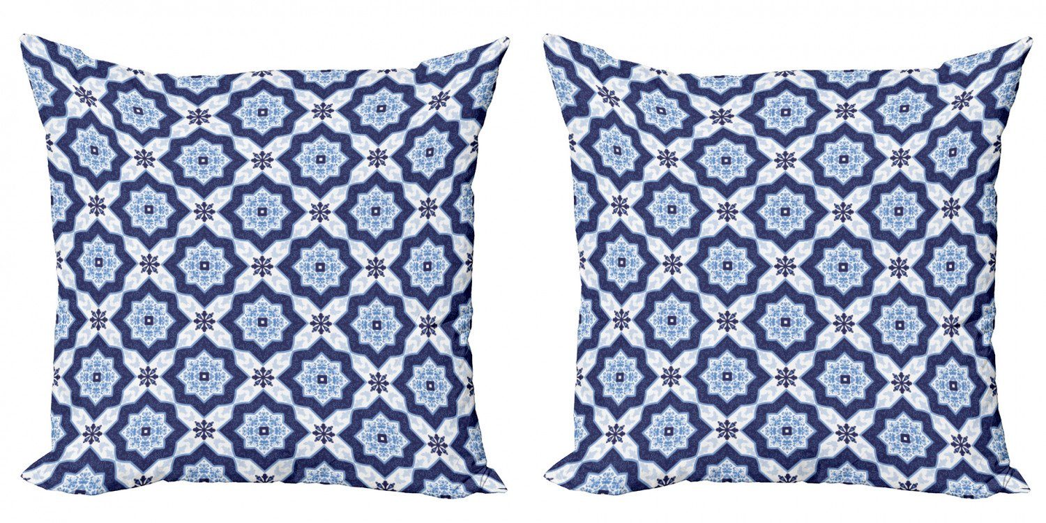 Blau Pattern Kissenbezüge (2 Modern Abakuhaus Azulejo Doppelseitiger Accent Digitaldruck, Stück), Portugiesisch
