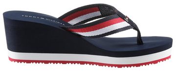 Tommy Hilfiger CORPORATE WEDGE BEACH SANDAL Dianette, Keilabsatz, Sommerschuh, Zehentrenner mit gestreifter Bandage