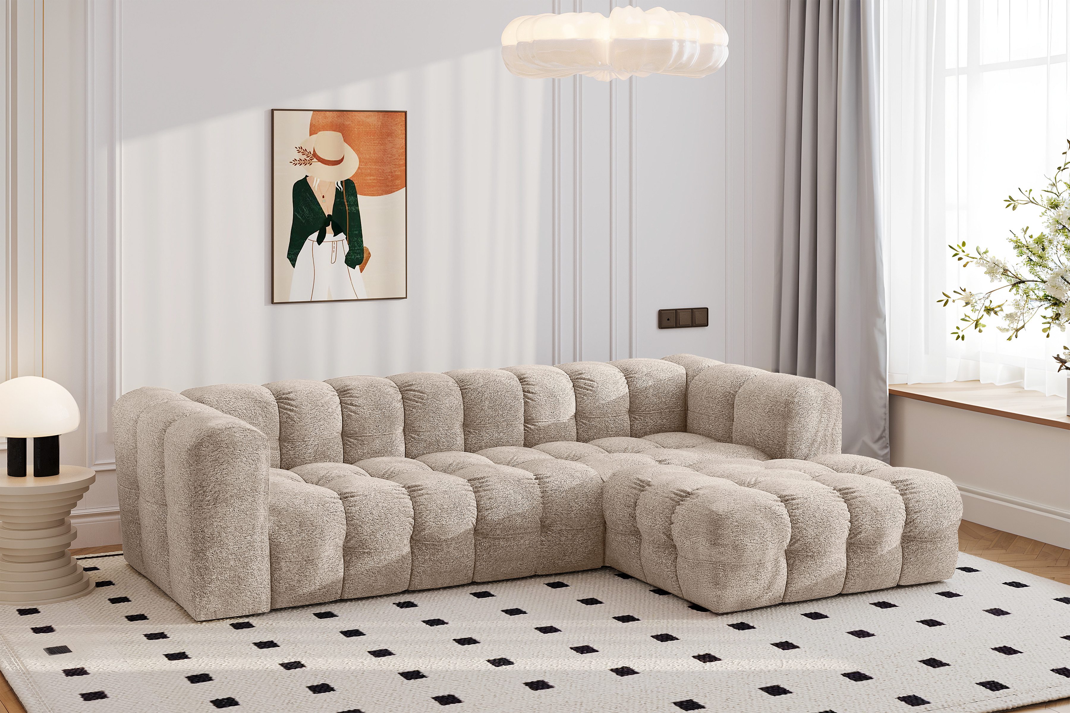 Kaiser Möbel Ecksofa BALOO L modernes freistehendes, für das Wohnzimmer, stoff Arena, Einzelsofa, gesteppte Oberfläche,freistehend platzierbar,hoher Sitzkomfort