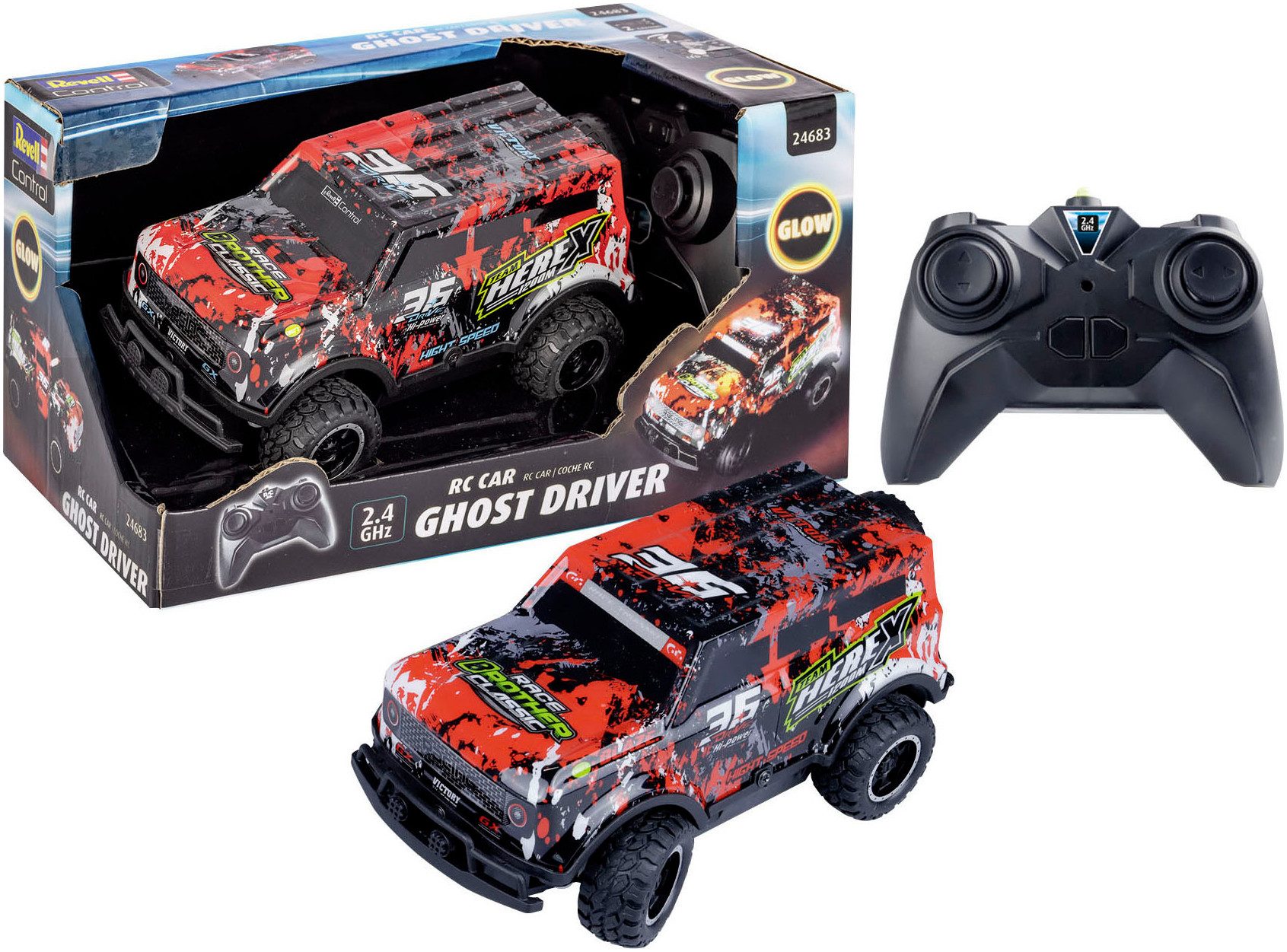 Revell® RC-Monstertruck Revell® control, Ghost Driver, 2,4 GHz, rot, mit LED-Licht