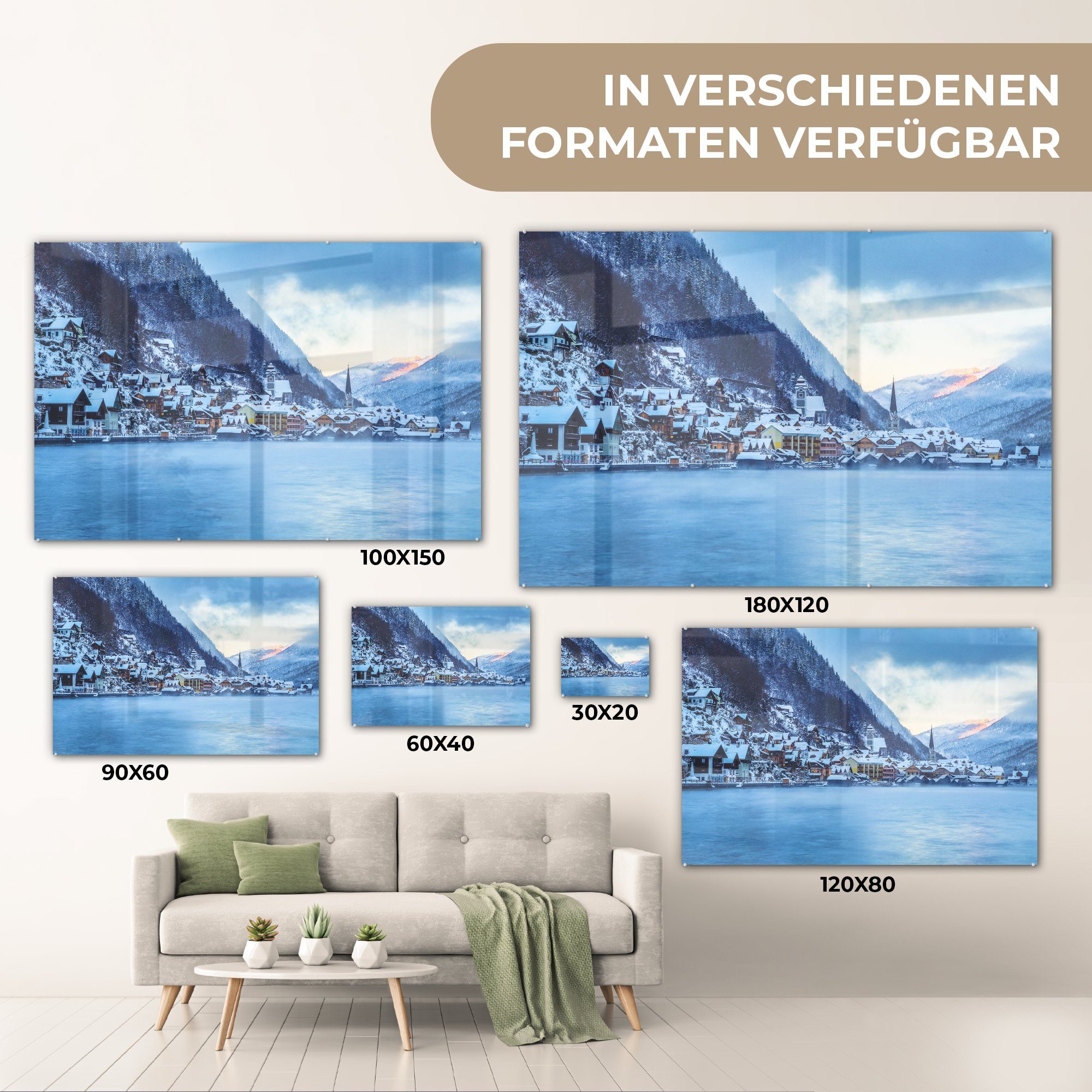 (1 - St), Schnee, Alpen Dorf & Wohnzimmer Acrylglasbilder Acrylglasbild MuchoWow - Schlafzimmer