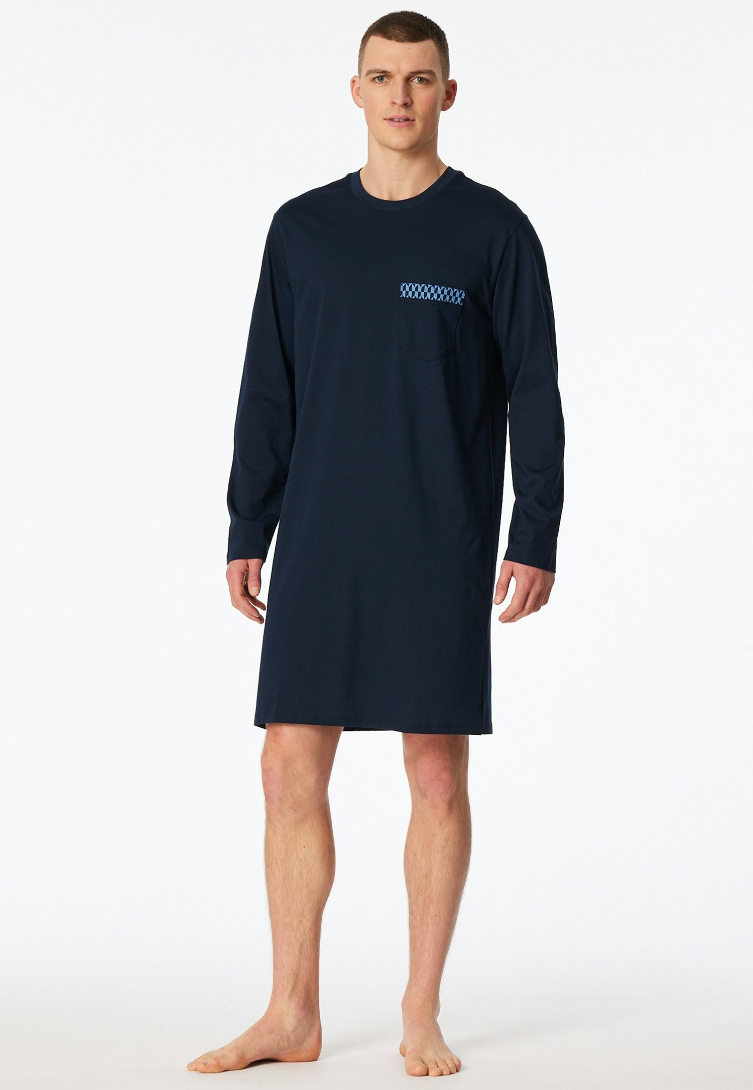 Schiesser Nachthemd Comfort Nightwear seitliche Schlitze, weich, Langarm, Single Jersey, Baumwolle