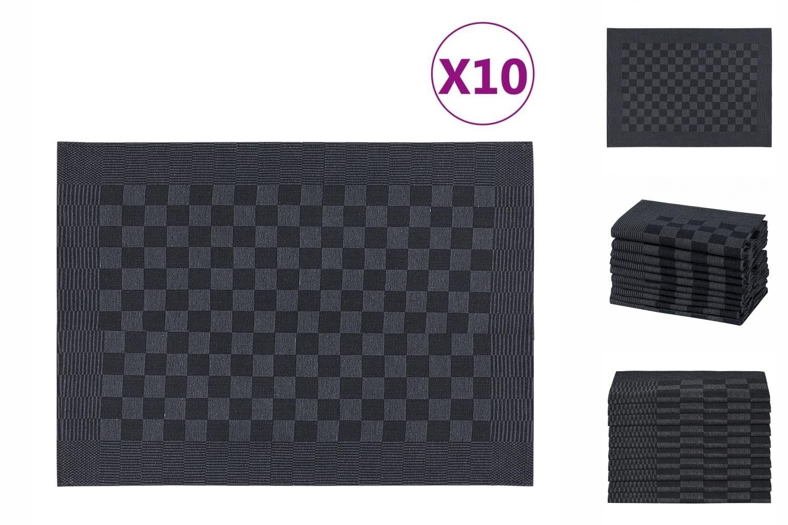 vidaXL Handtuch Geschirrtücher 10 Stk Schwarz und Grau 50x70 cm Baumwolle