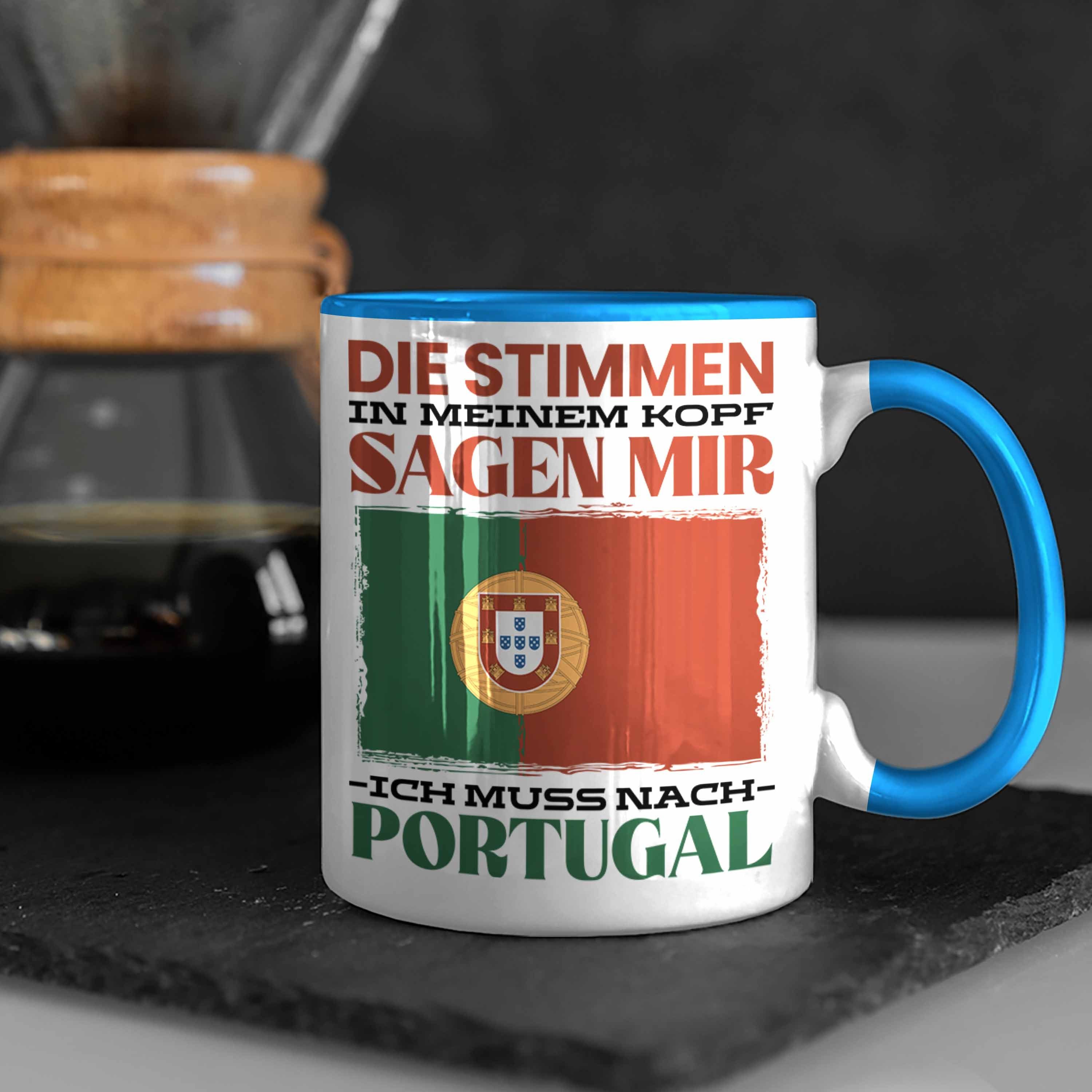 Urlaub - Blau Land Portugiesen Geschenk Portugal Trendation Trendation für Tasse Tasse