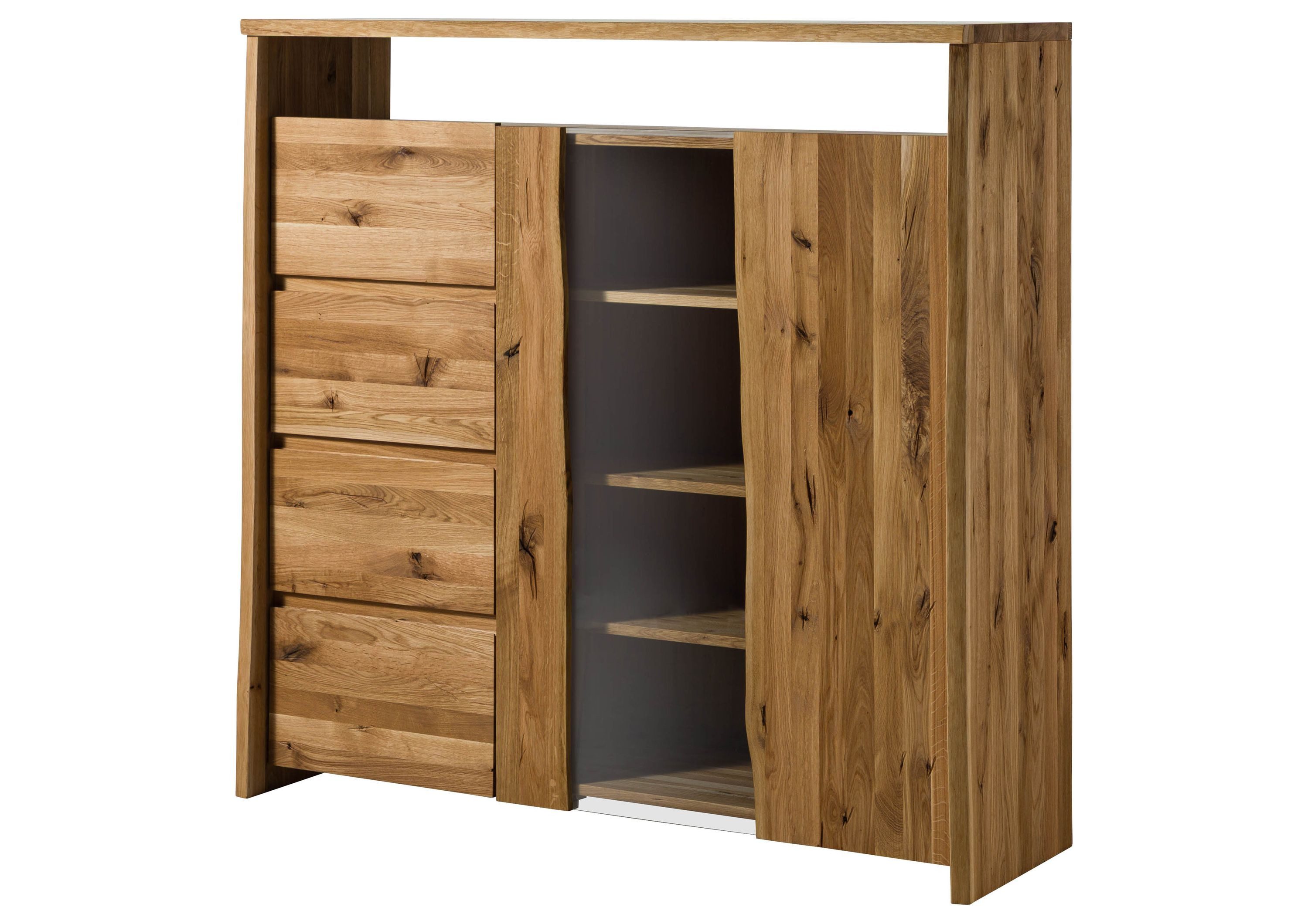 Massivmoebel24 Highboard PURE OAK (Massivholz), Wildeiche 150x45x147 natur geölt PURE OAK #111