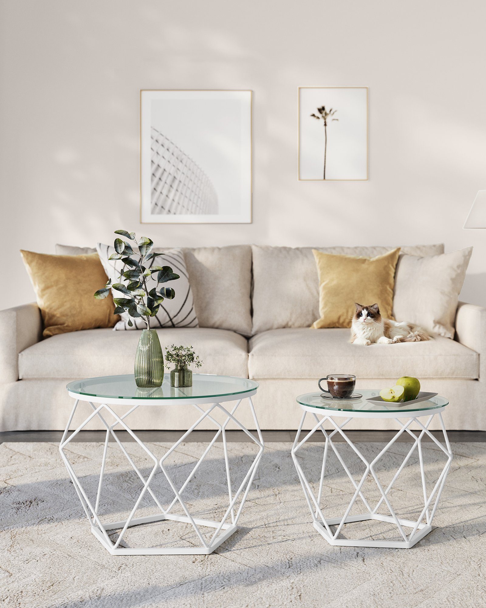VASAGLE Couchtisch (2er Set), Beistelltisch, abnehmbare günstig online kaufen