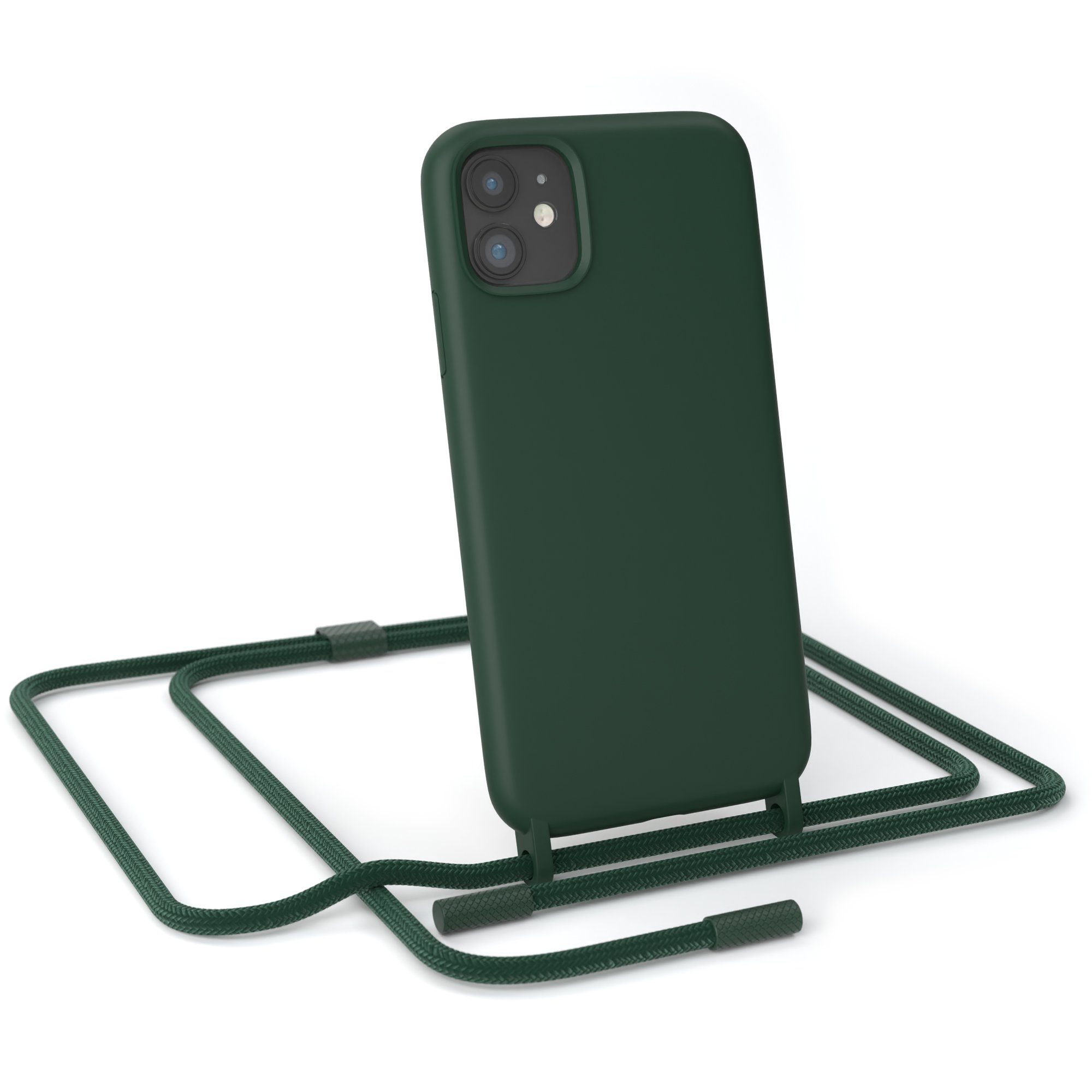 EAZY CASE Handykette Runde Kette für Apple iPhone 11 6,1 Zoll, Handykette zum Umhängen Slim Phone Chain Festivalbag Smartphone Grün