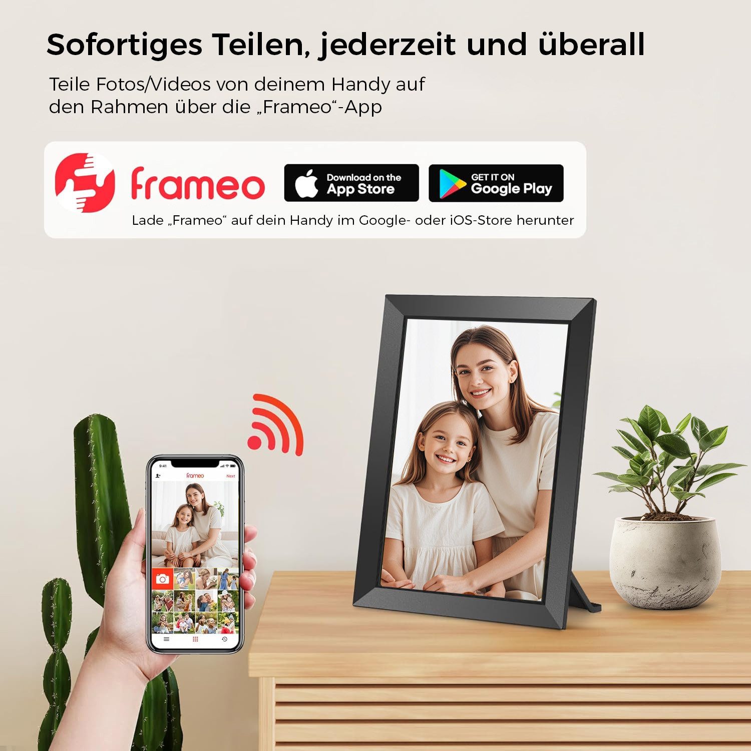 AKKEE 10,1 " Elektronischer Fotorahmen mit WiFi-Fotoübertragung Digitaler Bilderrahmen (1280x800 Pixel, 32 GB, 32GB)