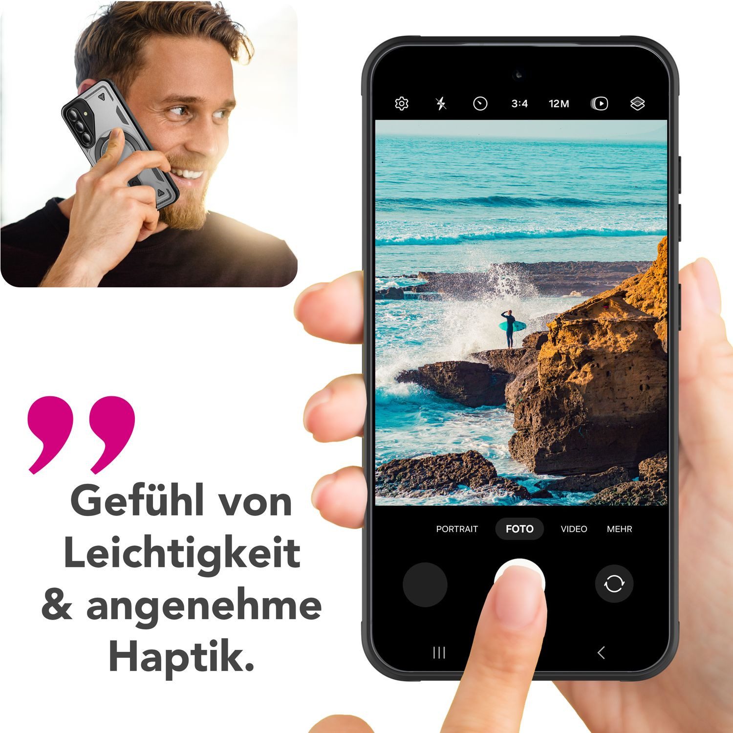Nalia Smartphone-Hülle Samsung Galaxy A56 17 cm (6,7 Zoll), Military Cover / MagSafe / 360° Dreh Ring / Aufsteller / Outdoor Hülle – Bild 5 von 5