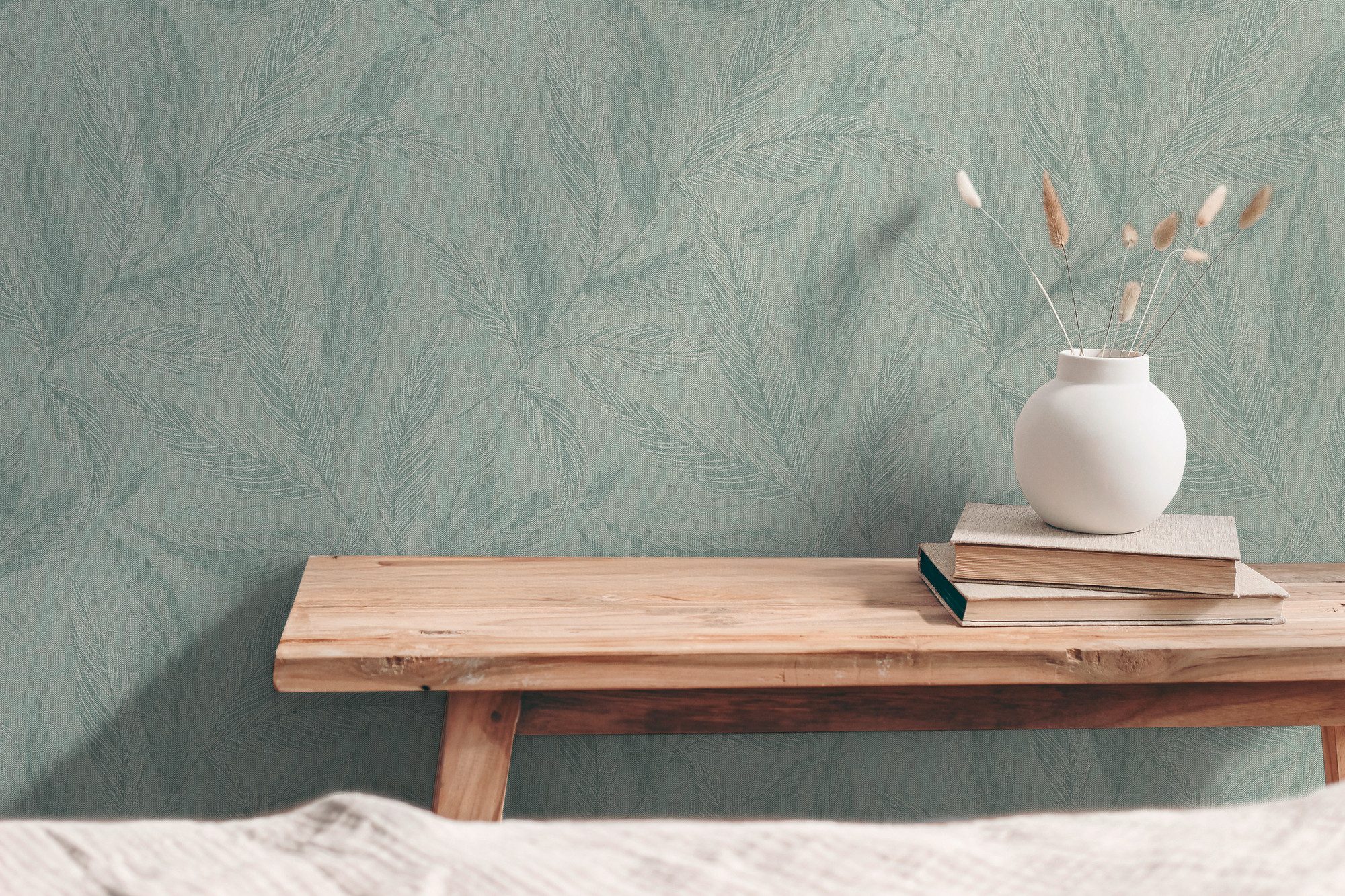 A.S. Création Vliestapete mit Blätter-Design natürliche Eleganz, strukturiert, matt, (1 St), Dekorative Vliestapete mit filigranem Blattmuster