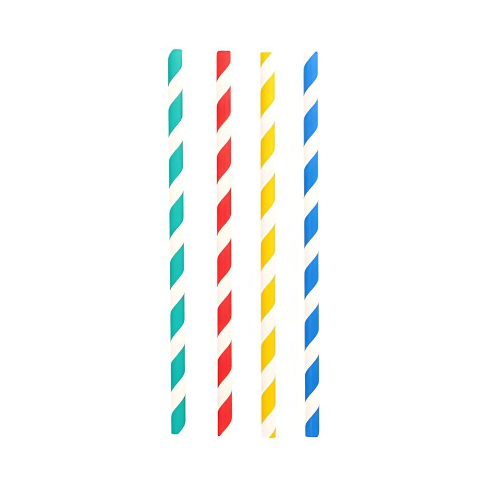 PAPSTAR Trinkhalme Shake-Halme, Papier Ø 8 mm, 21 cm farbig sortiert Stripes 100 Stk