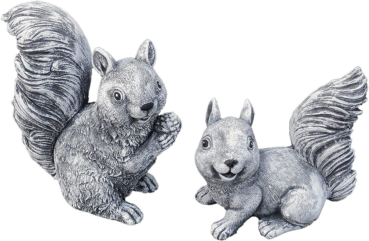 Gartenfigur Steinfigur 2er Set Eichhörnchen