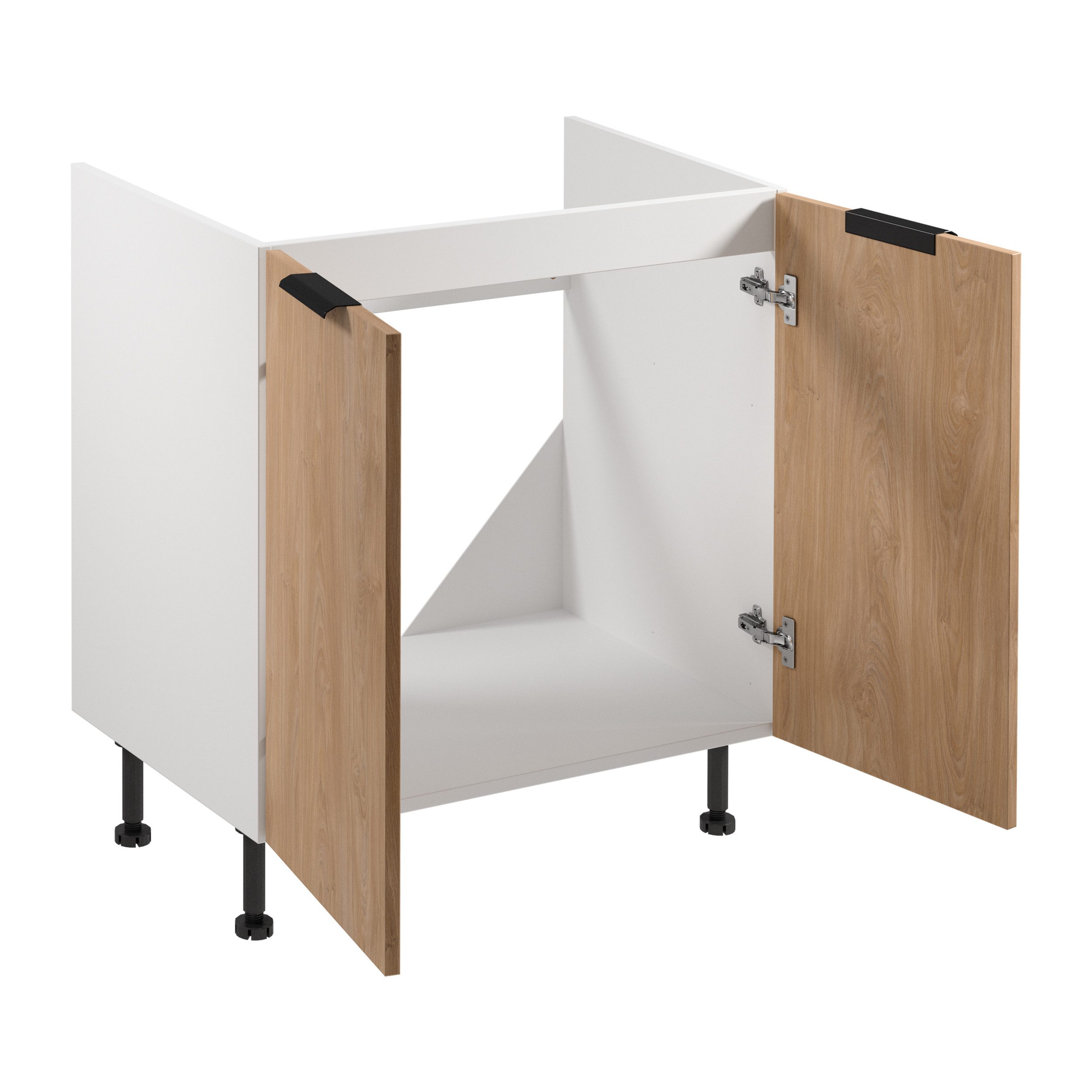 ROYAL24_MARKT Spülenunterschrank - Ein wichtiges Stück für Ihre Küche (Küche Spülenunterschrank, 1-St., Premium -Sorento Weiß Sonoma Eiche -D80Z) Beste – Elegant – Perfekt.