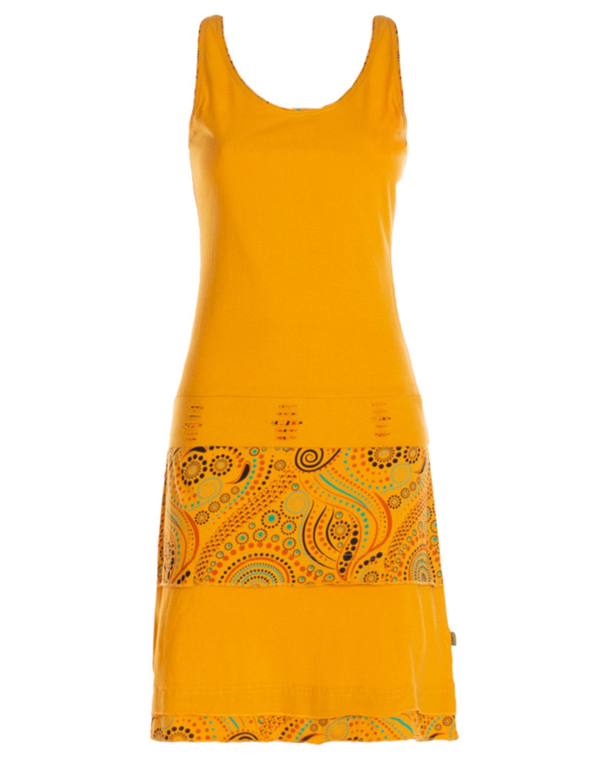Vishes Sommerkleid Damen Trägerkleid Jersey Ethno-Print Cutwork Alternative Mode, Boho, Hippie, Ethno, Festival