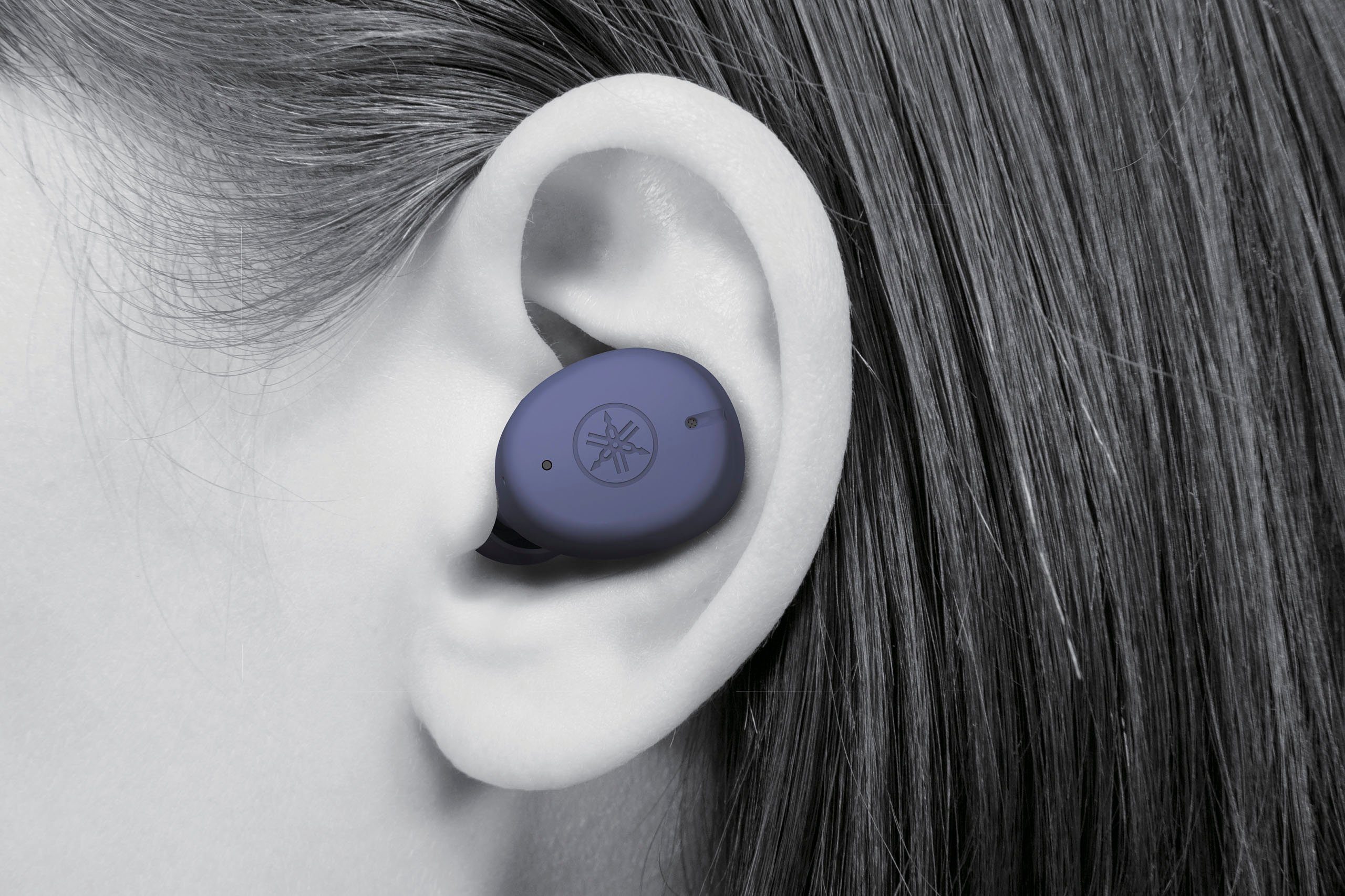 Yamaha TW-E3C In-Ear-Kopfhörer (Clear blau Ambient Voice Sound, Gaming Call, Modus, Care) Listening