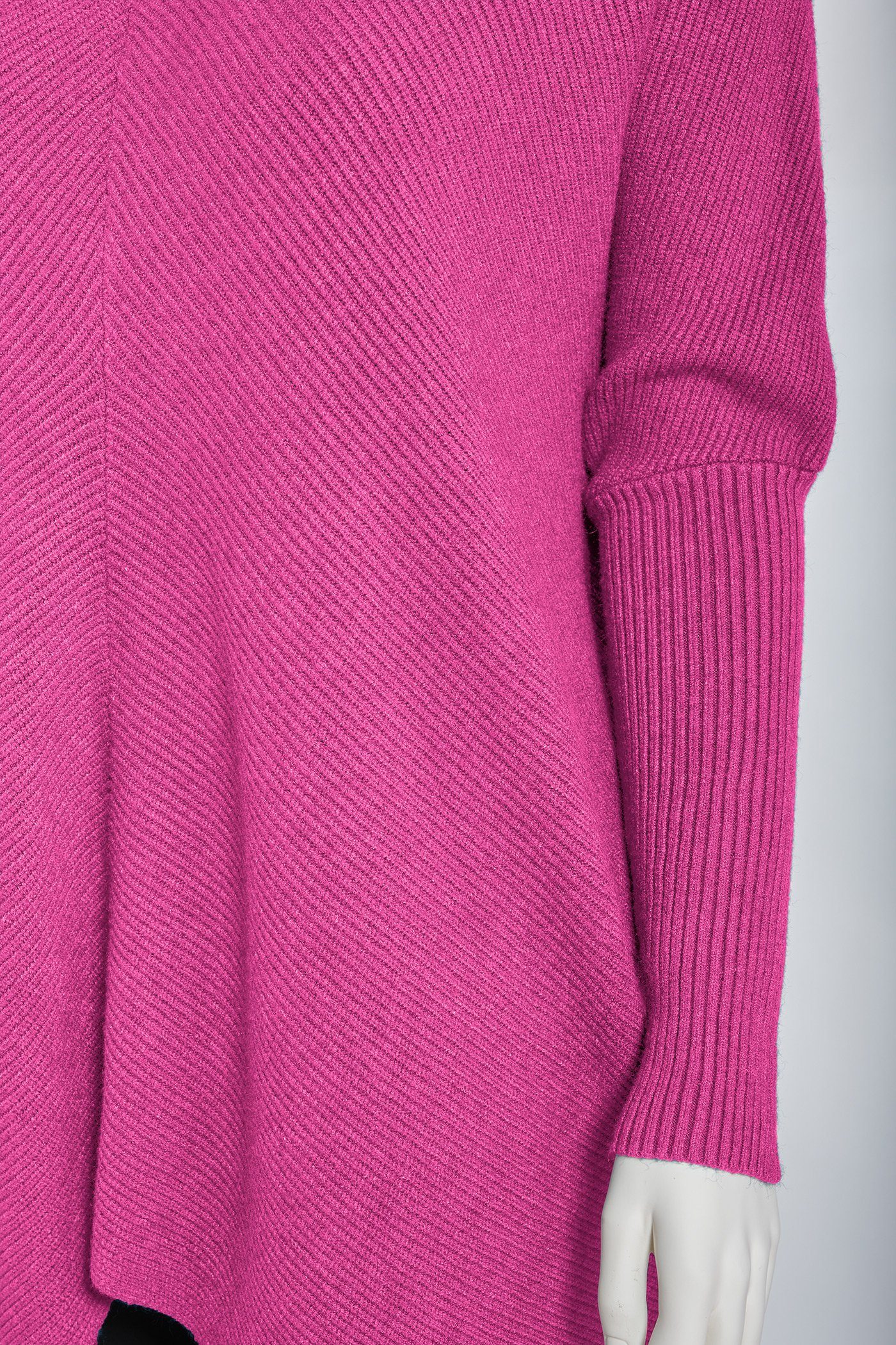 PEKIVESSA Longpullover Oversized langer Rollkragenpullover pink (1-tlg) Fledermausärmel Damen hinten länger