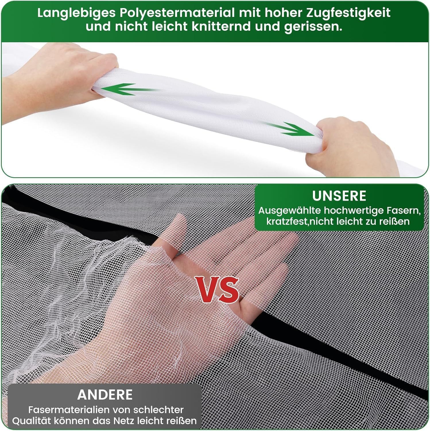 FELIXLEO Fliegengitter-Gewebe 2 Fliegengitter Fenster 180x151cm Ohne Bohren Mit Klettband Weiß, (1-St)