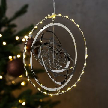 MARELIDA LED Dekoobjekt LED Kreis mit Schneeflocke 3D Dekohänger Weihnachten Fensterdeko Timer, LED Classic, warmweiß (2100K bis 3000K)