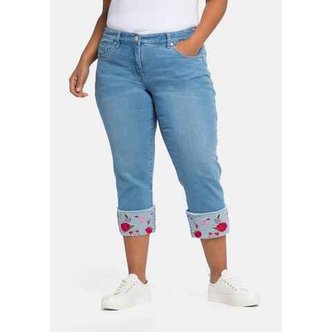 sheego by Joe Browns Stretch-Jeans Große Größen in 7/8-Länge, mit besticktem Aufschlag