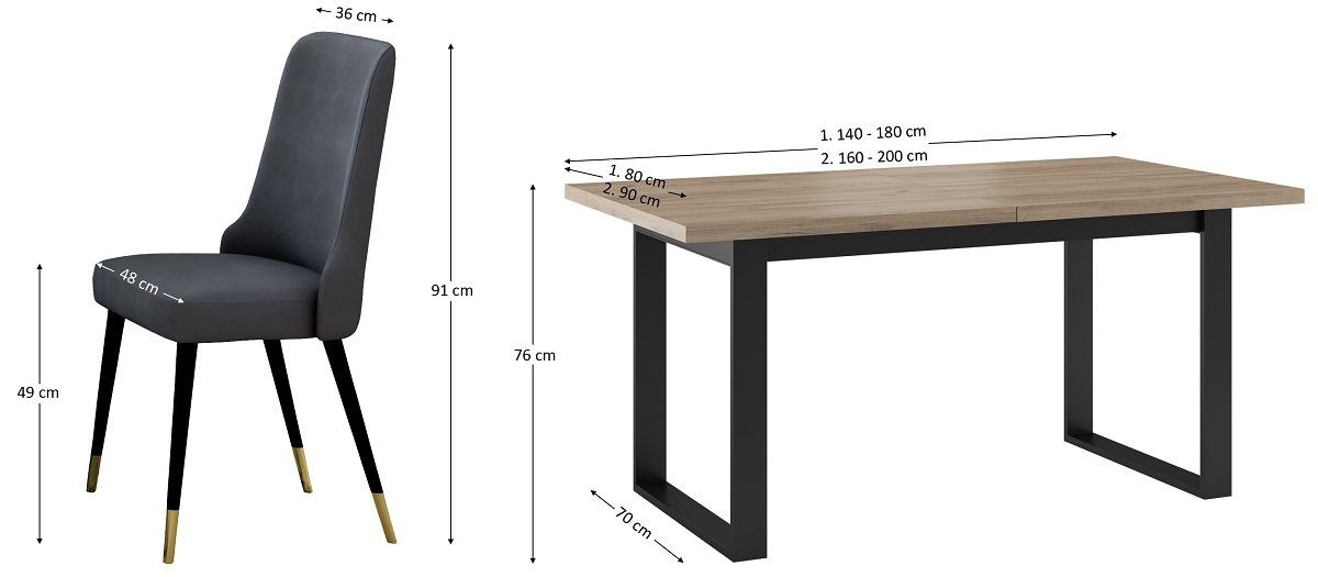 Polsterstühle SONIA Set und Modernes Stühle laminieren Beautysofa Tisch Esstisch