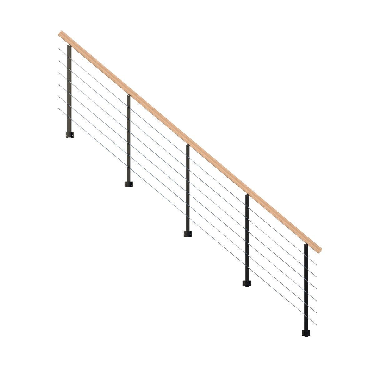Starwood Treppengeländer Treppengeländer Modell Kos - für Stahltreppe-8 Stufen-Metall-schwarz