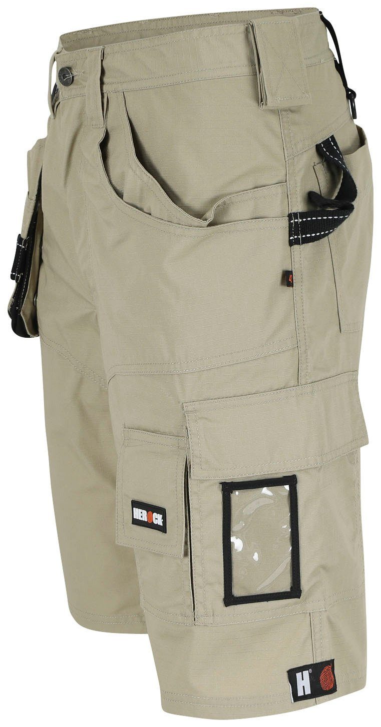 Herock Arbeitshose Batua Bermudas Hammerschlaufe beige (inkl. 1 Bundschlaufe), & Taschen Nageltasche Vielen